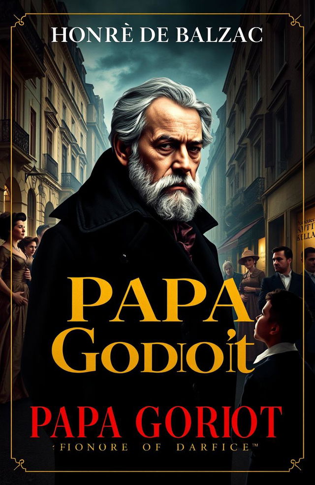 A visually captivating book cover design for "Papa Goriot" by Honoré de Balzac