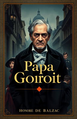 A visually captivating book cover design for "Papa Goriot" by Honoré de Balzac