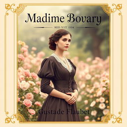 A vintage book cover design for 'Madame Bovary' by Gustave Flaubert