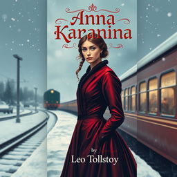 A classic book cover design for 'Anna Karenina' by Leo Tolstoy