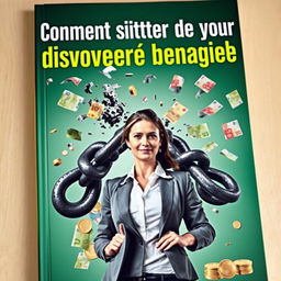 A captivating book cover featuring the title 'Comment sortir de votre découvert bancaire' prominently displayed at the top in bold, modern typography