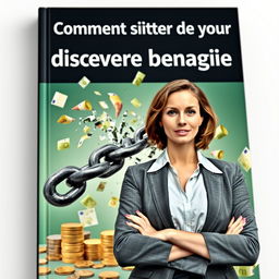 A captivating book cover featuring the title 'Comment sortir de votre découvert bancaire' prominently displayed at the top in bold, modern typography