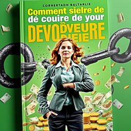 A striking book cover featuring the title 'Comment sortir de votre découvert bancaire' prominently displayed at the top in bold, contemporary typography