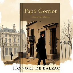 A sophisticated book cover design for 'Papá Goriot' by Honoré de Balzac, capturing the essence of 19th-century Parisian society