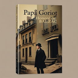 A sophisticated book cover design for 'Papá Goriot' by Honoré de Balzac, capturing the essence of 19th-century Parisian society