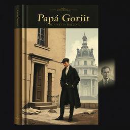 A sophisticated book cover design for 'Papá Goriot' by Honoré de Balzac, capturing the essence of 19th-century Parisian society