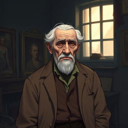 A poignant illustration of an elderly man representing Père Goriot from 'Papá Goriot' by Honoré de Balzac