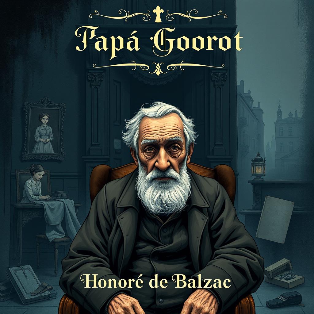 An artistic and captivating book cover design for 'Papá Goriot' by Honoré de Balzac