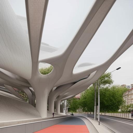 A futuristic bus station that defies natural concepts and norms