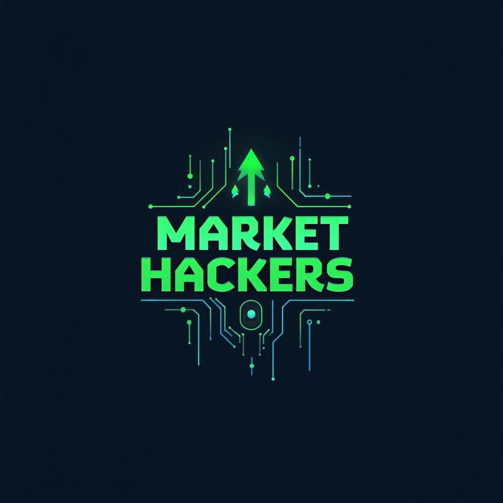 A modern and eye-catching logo design for 'Market Hackers'