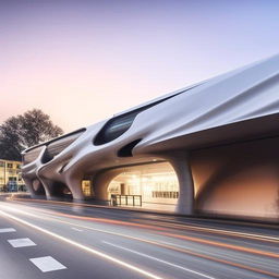 A futuristic bus station that defies natural concepts and norms