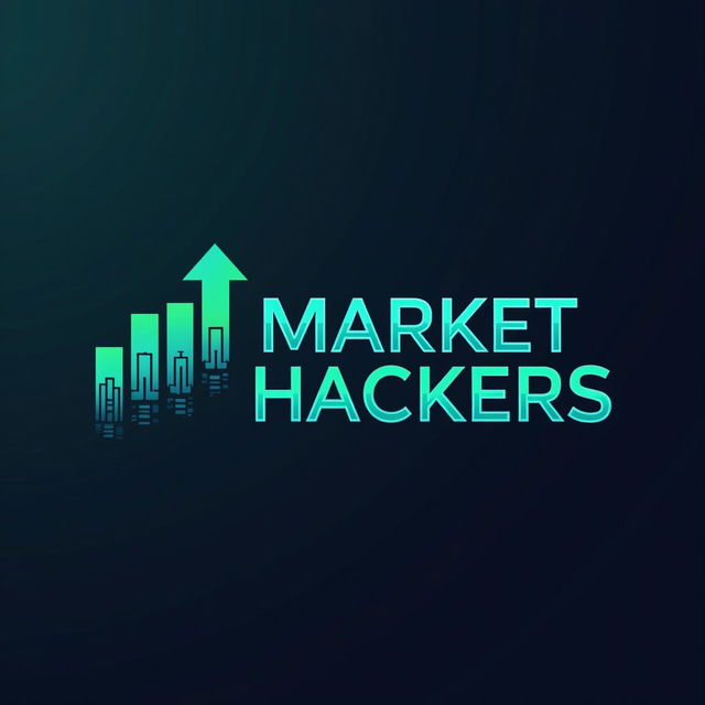 A sophisticated logo design for 'Market Hackers', emphasizing a high-tech trading theme