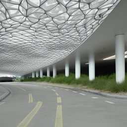 A futuristic bus station that defies natural concepts and norms