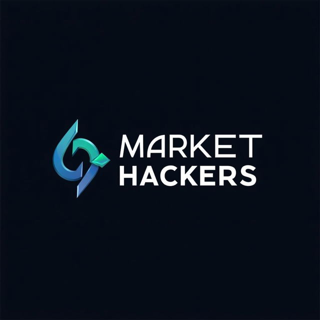 A formal and high-tech logo design for a brand called 'Market Hackers'