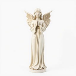 A full view of a standing angel statue depicted against a clean, white background