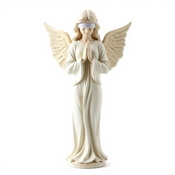 A full view of a standing angel statue depicted against a clean, white background