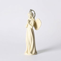 A full view of a standing angel statue designed as a keychain, depicted against a clean white background