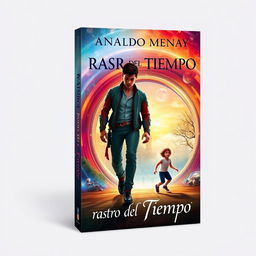 A visually stunning book cover for 'Rastro del Tiempo', designed for a science fiction novel featuring time travel