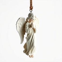 A beautifully detailed full-view sculpture of a standing angel statue designed for a key chain