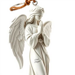 A beautifully detailed full-view sculpture of a standing angel woman statue designed for a key chain