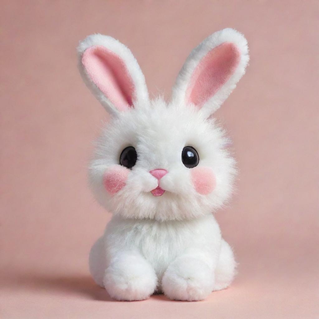 Create an image of the cutest bunny imaginable with large, sparkling eyes, fluffy fur, and a small button nose.