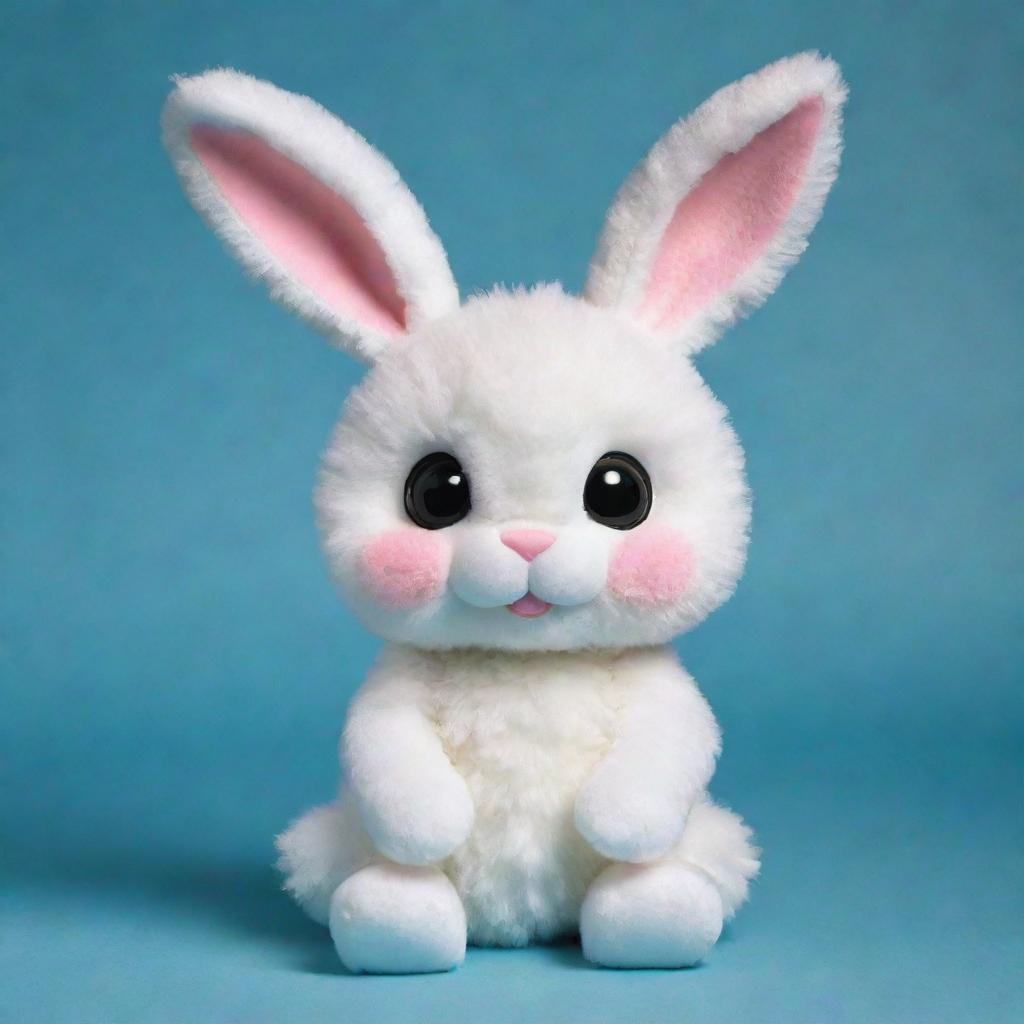 Create an image of the cutest bunny imaginable with large, sparkling eyes, fluffy fur, and a small button nose.