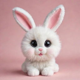 Create an image of the cutest bunny imaginable with large, sparkling eyes, fluffy fur, and a small button nose.