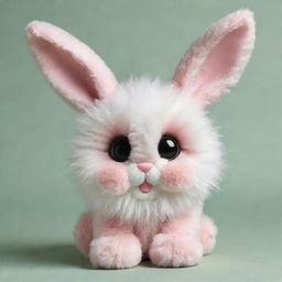 Create an image of the cutest bunny imaginable with large, sparkling eyes, fluffy fur, and a small button nose.