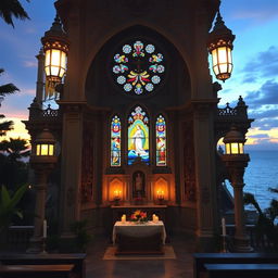 A beautifully ornate and vibrant capela (chapel) dedicated to Nossa Senhora dos Navegantes, showcasing intricate baroque architecture with detailed carvings