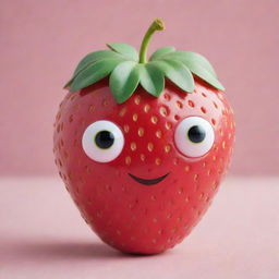 Create an adorable, bright and colorful strawberry character, with big, twinkling eyes and a charming smile.