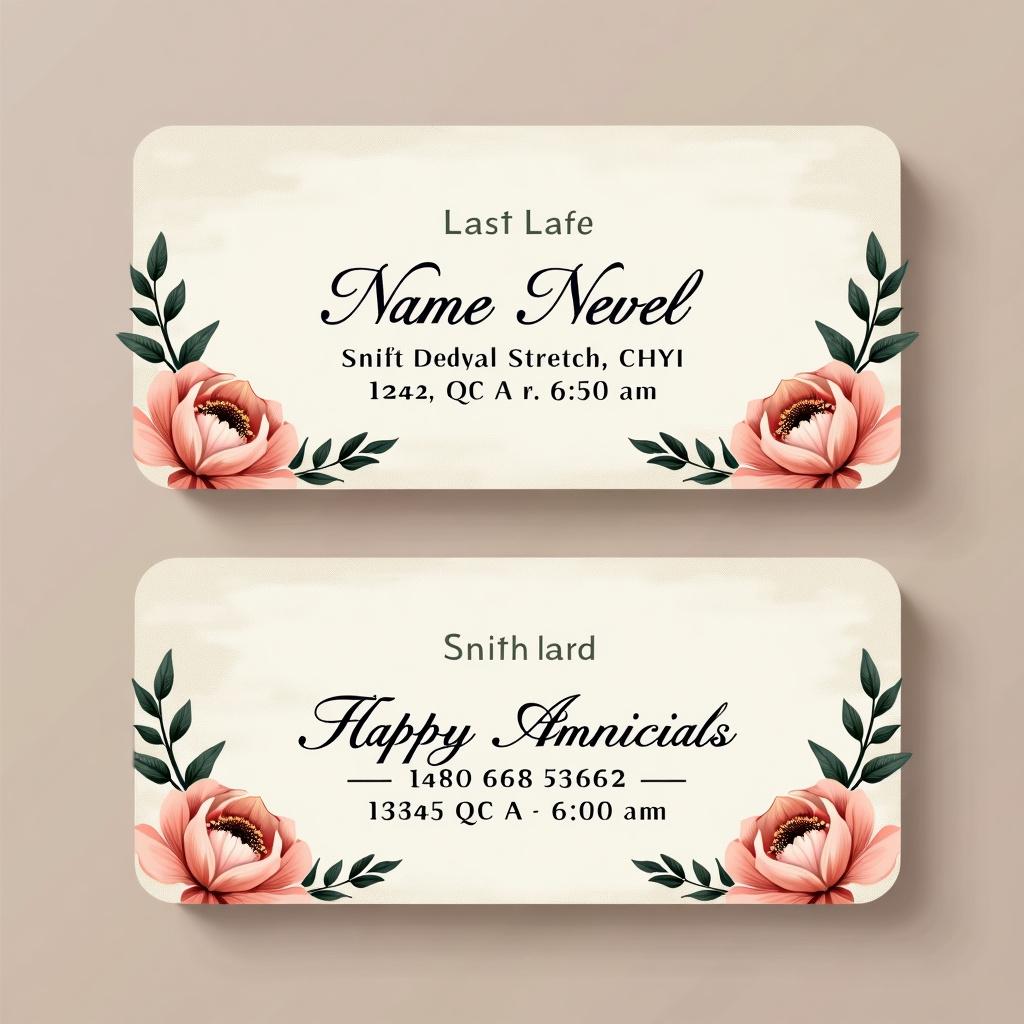 An elegant address label design featuring a minimalist layout, soft pastel colors, and stylish typography