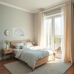 An inviting bedroom designed for an elderly individual, showcasing a well-ventilated and comfortable environment