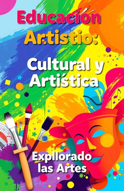 A colorful and vibrant cover design for an educational book titled 'Educación Cultural y Artística'