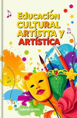 A colorful and vibrant cover design for an educational book titled 'Educación Cultural y Artística'