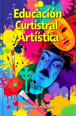 A colorful and vibrant cover design for an educational book titled 'Educación Cultural y Artística'