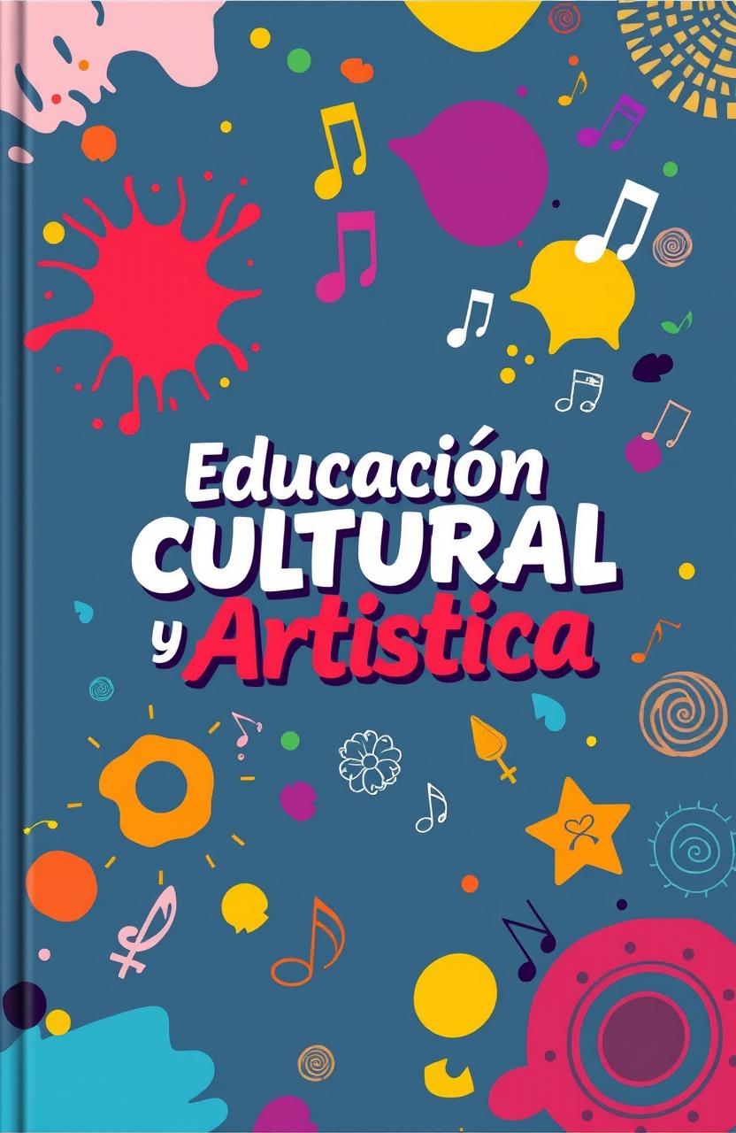 A vibrant and engaging cover design for an educational book titled 'Educación Cultural y Artística'