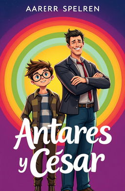 A captivating book cover for a novel titled 'Antares y César'