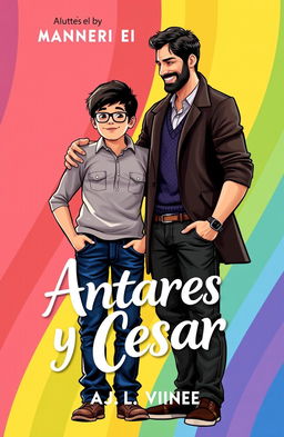 A captivating book cover for a novel titled 'Antares y César'