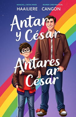 A captivating book cover for a novel titled 'Antares y César'