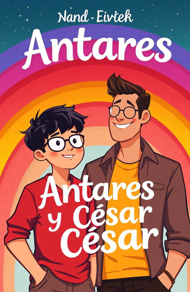 A captivating book cover for a novel titled 'Antares y César'