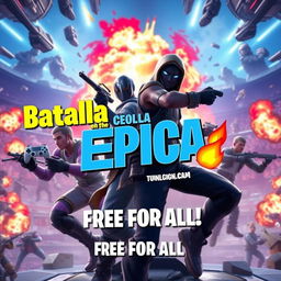 An engaging YouTube thumbnail for the video titled 'Batalla ÉPICA en The Pit: Free For All! 🎮🔥 Jugando con mi Hermano Ilyass'