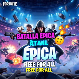 An engaging YouTube thumbnail for the video titled 'Batalla ÉPICA en The Pit: Free For All! 🎮🔥 Jugando con mi Hermano Ilyass'