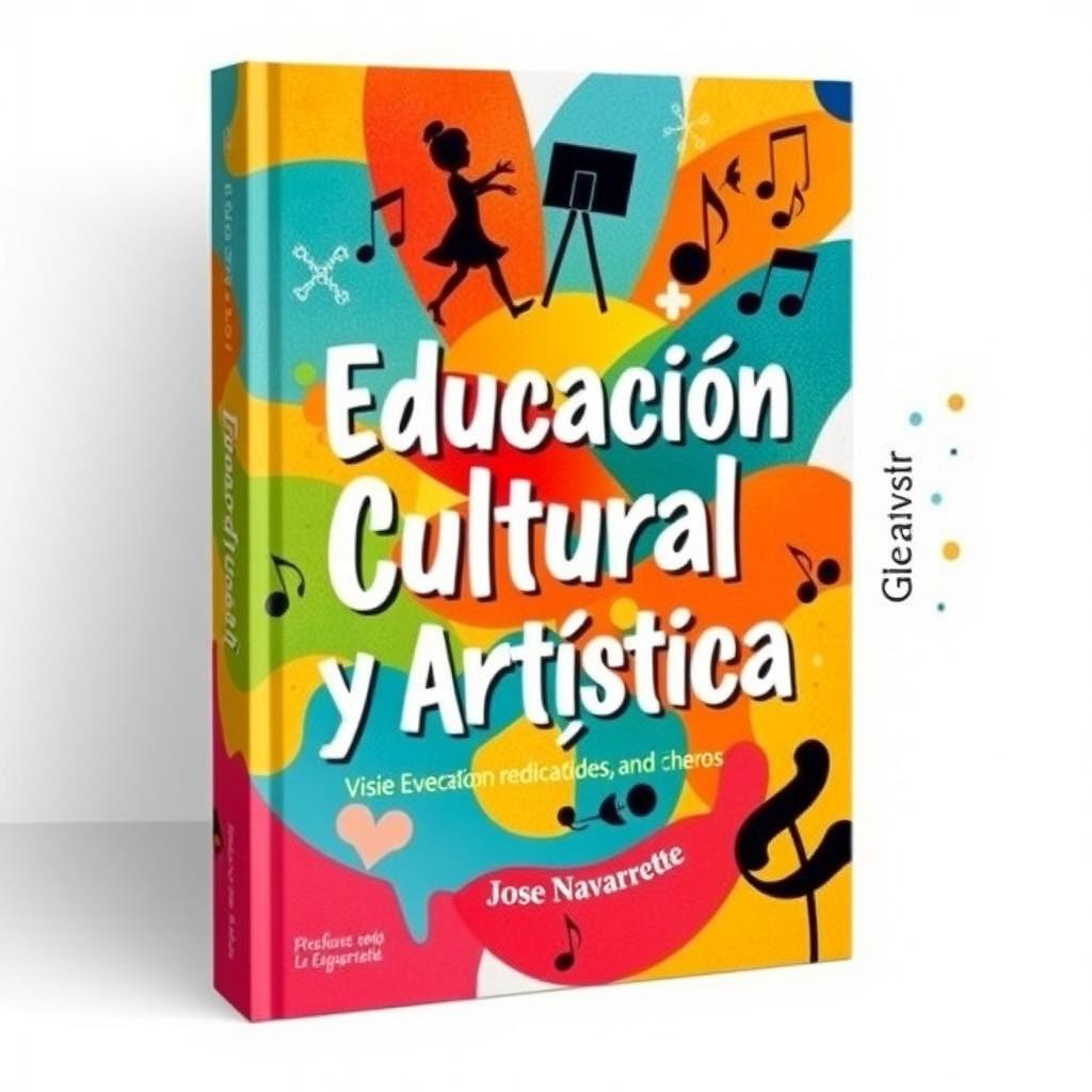 A vibrant cover design for the book titled 'Educación Cultural y Artística' by José Navarrete