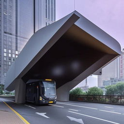 A futuristic bus station defying natural laws and conventional ideas