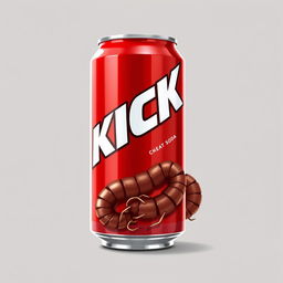 A 2D image of a red soda can prominently featuring the word 'KICK' in bold white letters