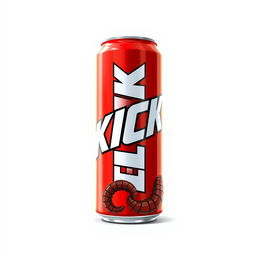 A 2D image of a red soda can prominently featuring the word 'KICK' in bold white letters