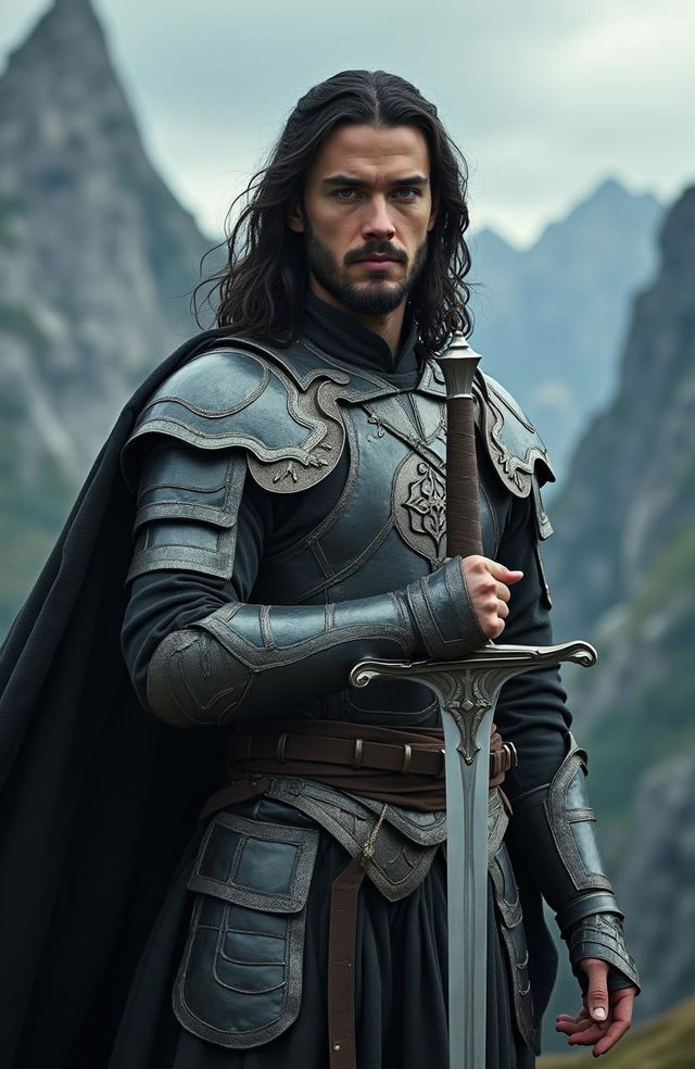 A live action, hyper-realistic image of Prince Isildur from J