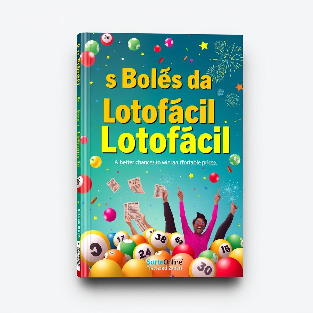 A captivating book cover design for 'Os Bolões da Lotofácil', featuring a vibrant and dynamic composition that conveys excitement and opportunities associated with lottery betting