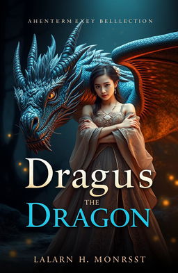 A fantasy book cover featuring an elegant young empress standing confidently beside a majestic dragon