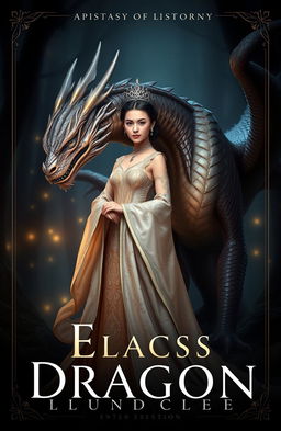 A fantasy book cover featuring an elegant young empress standing confidently beside a majestic dragon